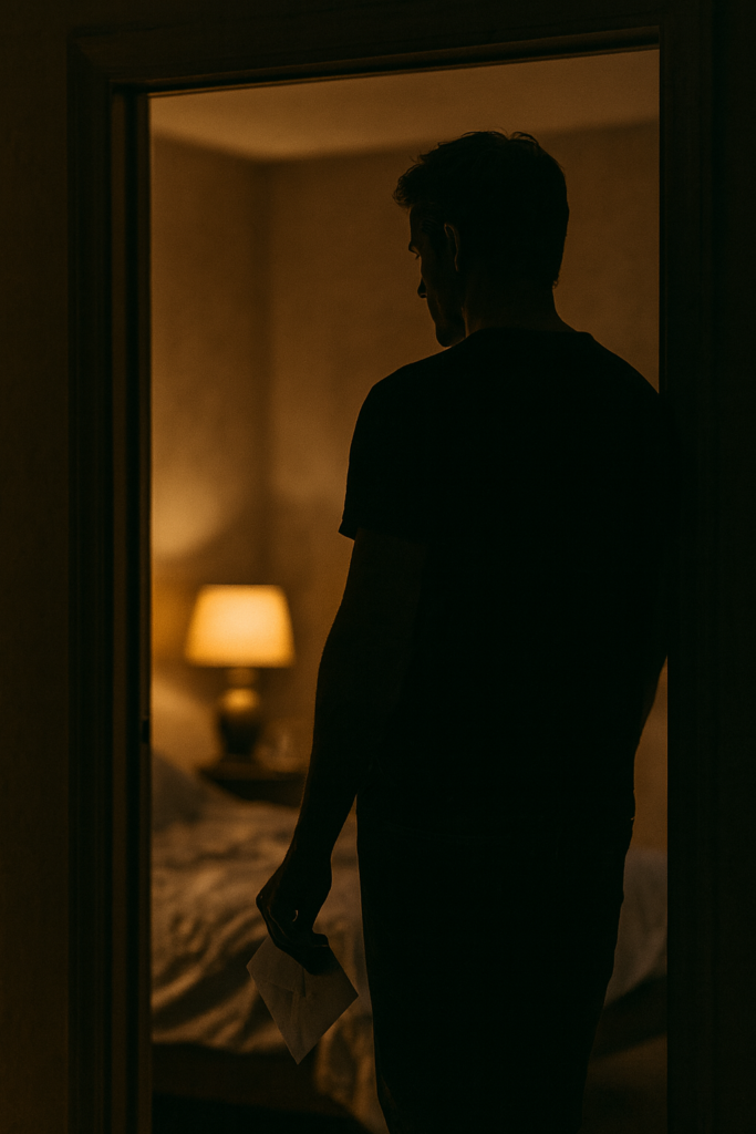 Tam, kde slová zostali nevypovedané. A muž drží v ruke to, čo mal povedať dávno – ale už nemá komu.